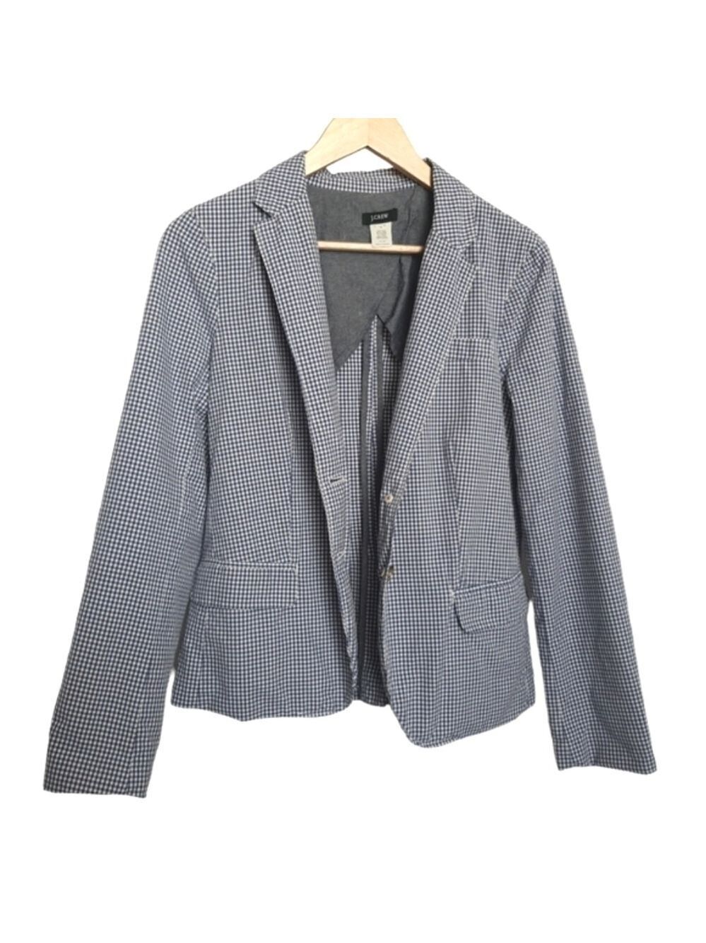 J. CREW Blue Plaid Check Blazer, Cotton, Lightweight, Business Casua Women (6)